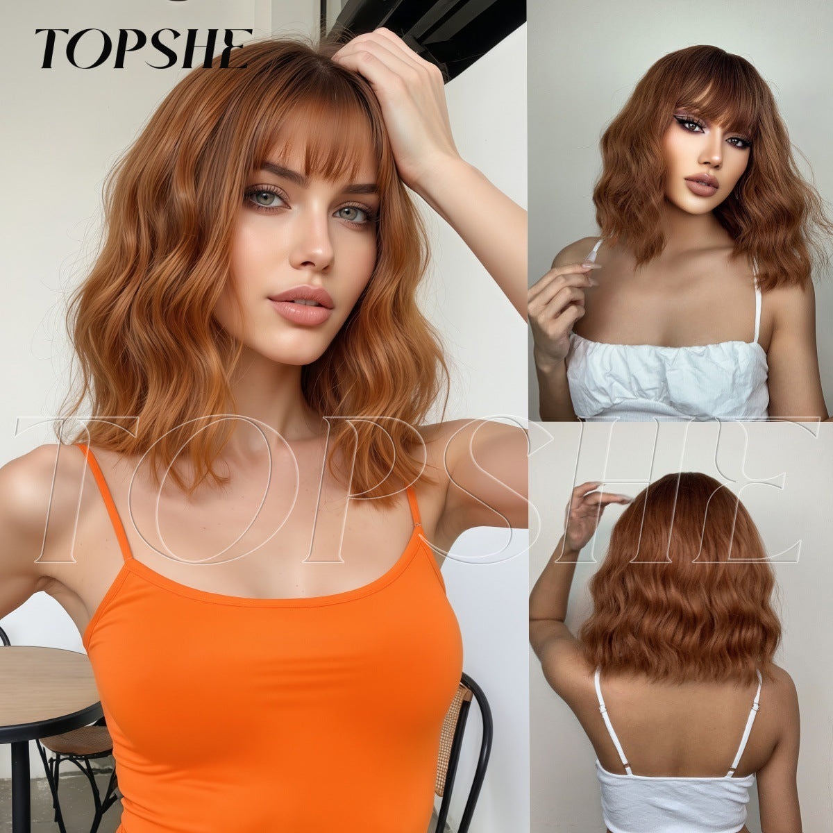 Beautiful Women's Gradually Varied Pink For Wig Short Curly Hair