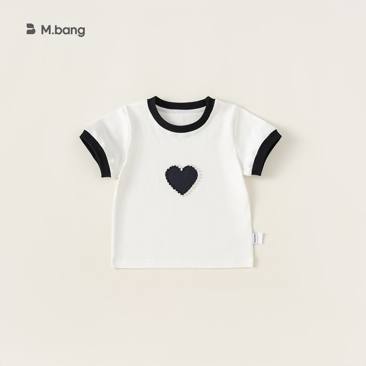 Children's Clothing Sweet Loving Heart Beaded Short-sleeved Children's T-shirt