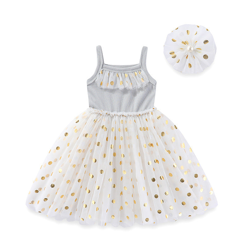 Elegant Summer Mesh Slip Fluffy Princess Children's Dress