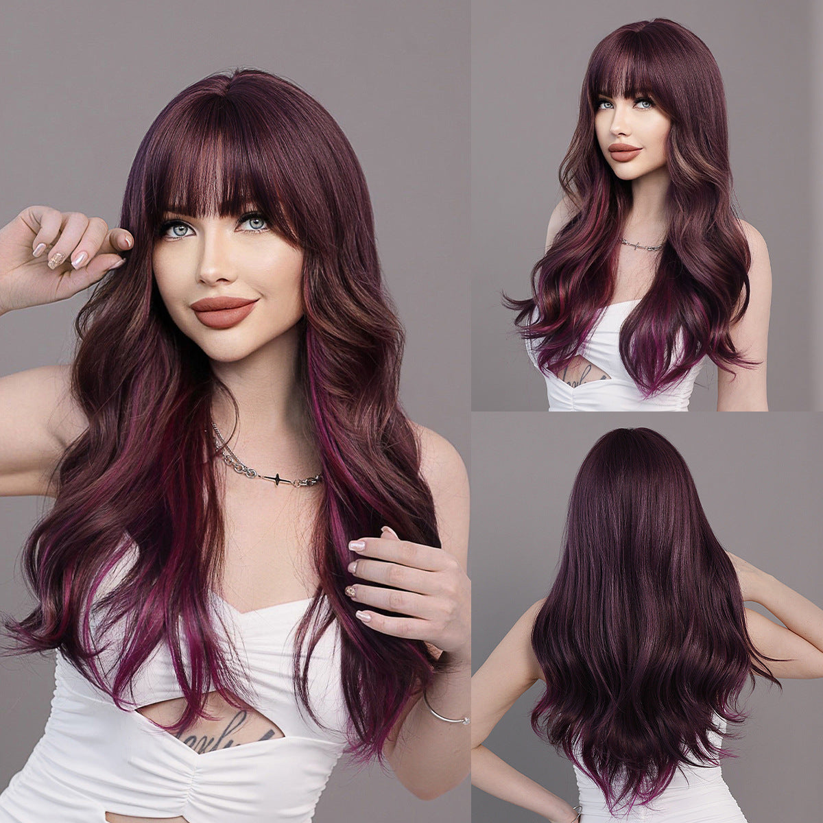 Optional Curly Hair Female Straight Bangs Big Wave Chemical Wig Long Curls