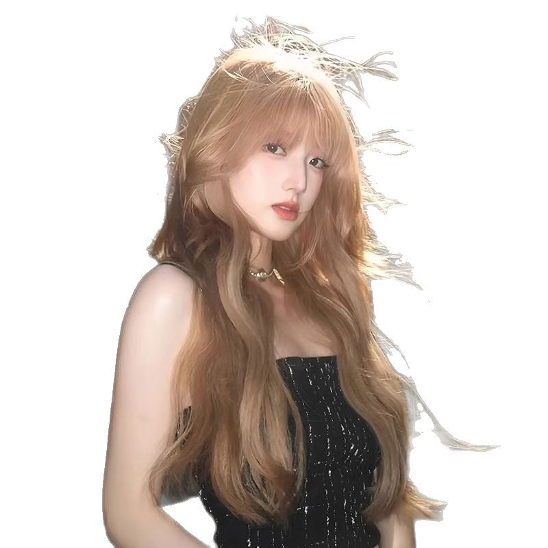 Women's Big Wave Curly Hair Natural Champagne Daily Wig Long Curls