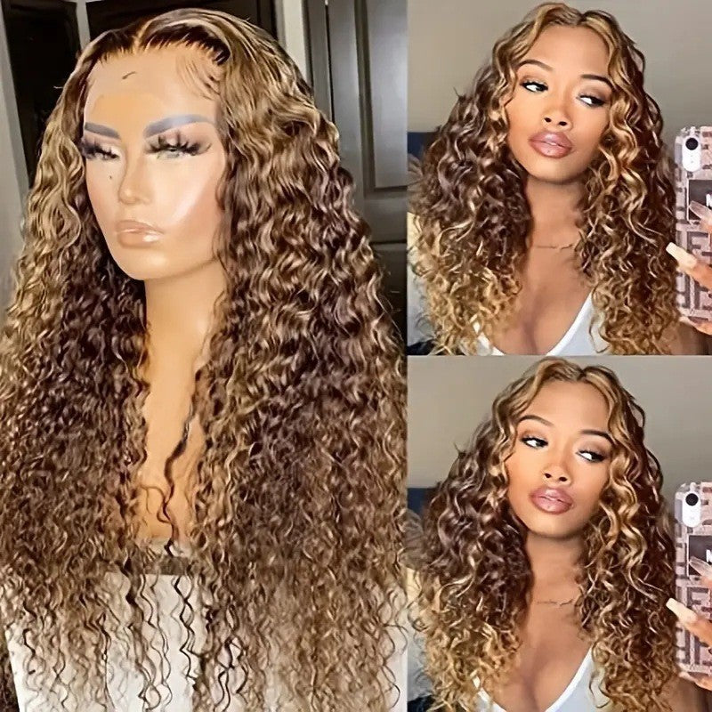 Women's Front Lace Head African Small Volume Wound Tube Wig Long Curls