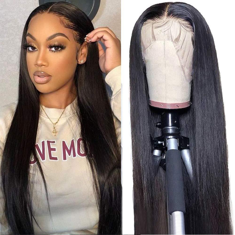 Women's Black Hair Front Lace Mid-length Chemical Long Straight Wig