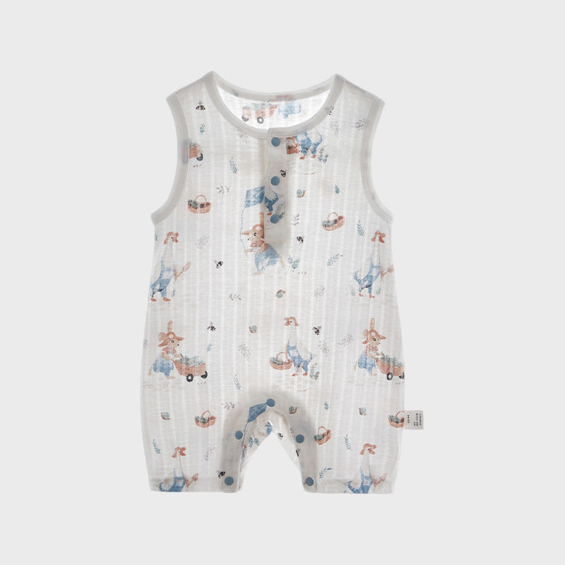 Cool Breathable Male Female Clothes Summer Thin Born Jumpsuit Sleeveless Jumpsuit, Climbing Suit