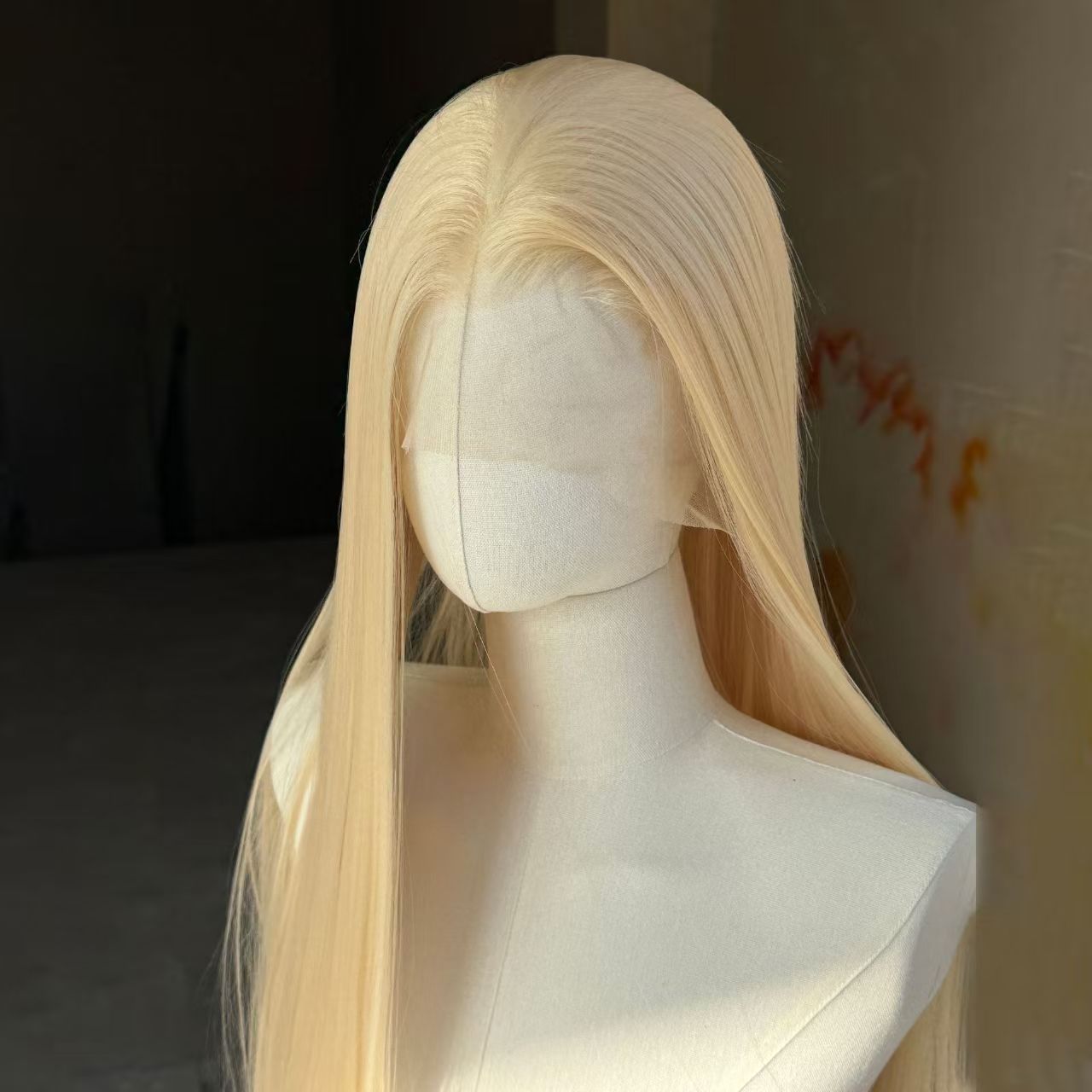 Women's Hair Mid-length Full Front Lace Chemical Fiber Head Long Straight Wig