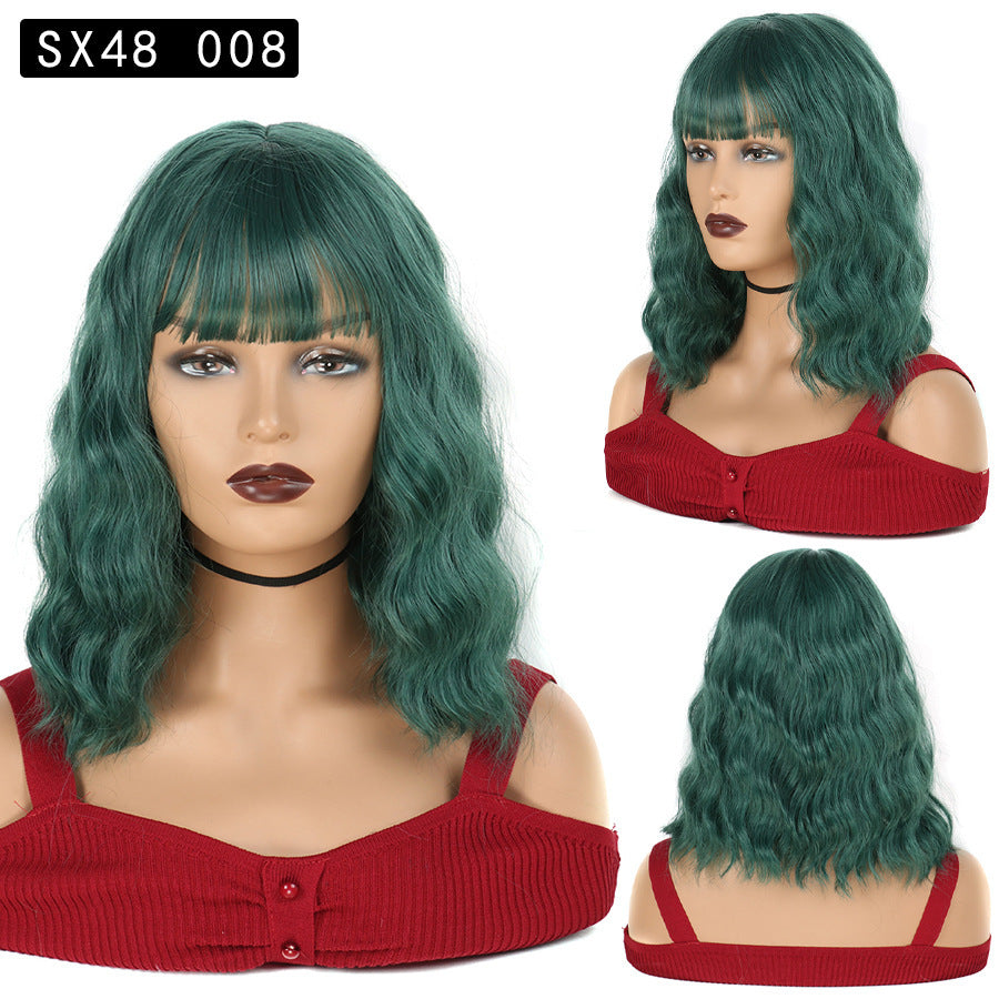 Corn Curler Headband Bangs Fiber Water Wig Short Curly Hair