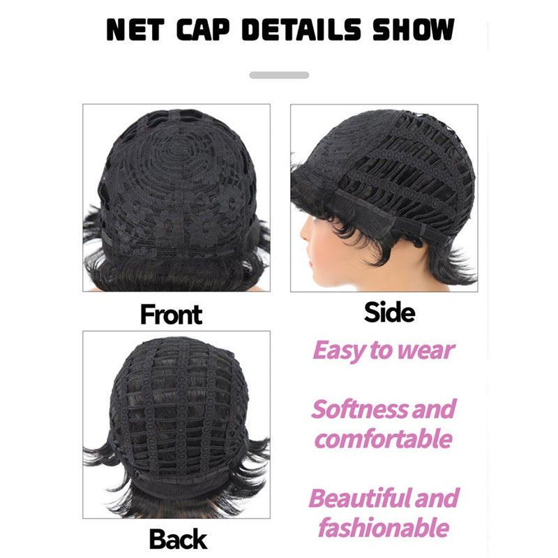 Fashion Female African Fluffy Head Cover Chemical Fiber Wig Short Curly Hair