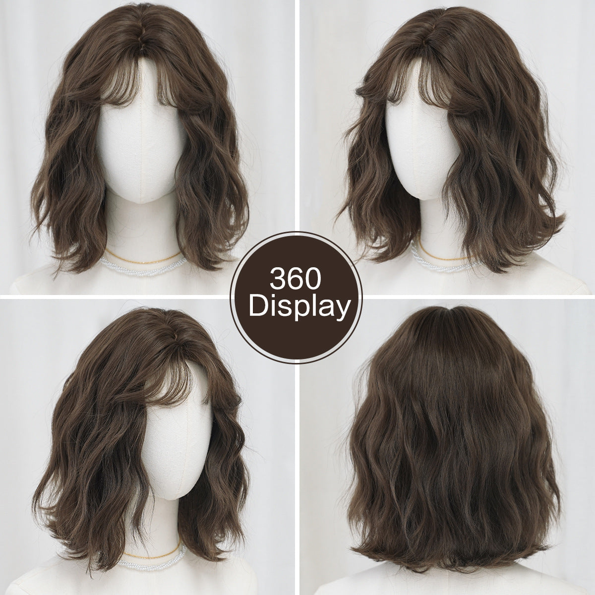 Women's Egg Roll Water Ripple Bangs Artificial Natural Fluffy Wig Short Curly Hair