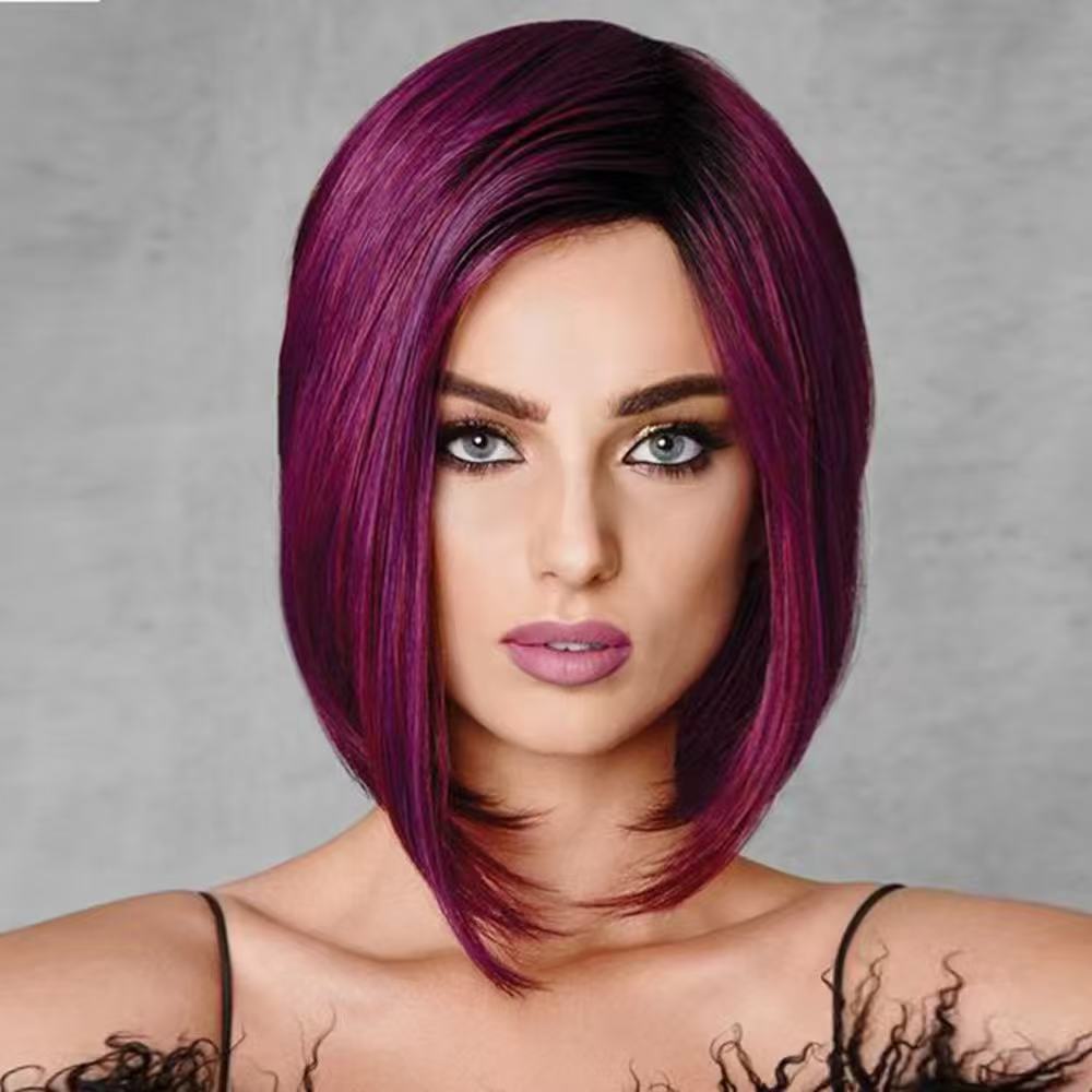 Durable Versatile Innovative Medium Chemical Fiber Wig Short Straight Hair