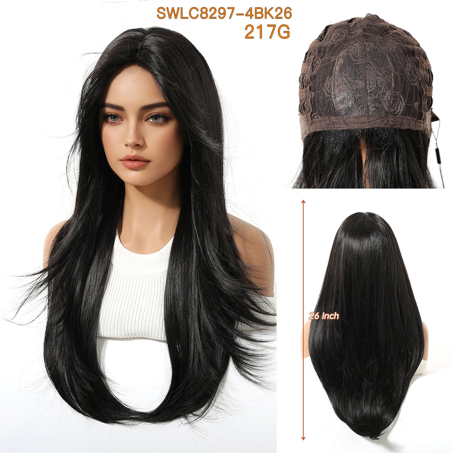 Daily Korean Style Cold Brown Hair Gentle Sweet Face Long Straight Wig