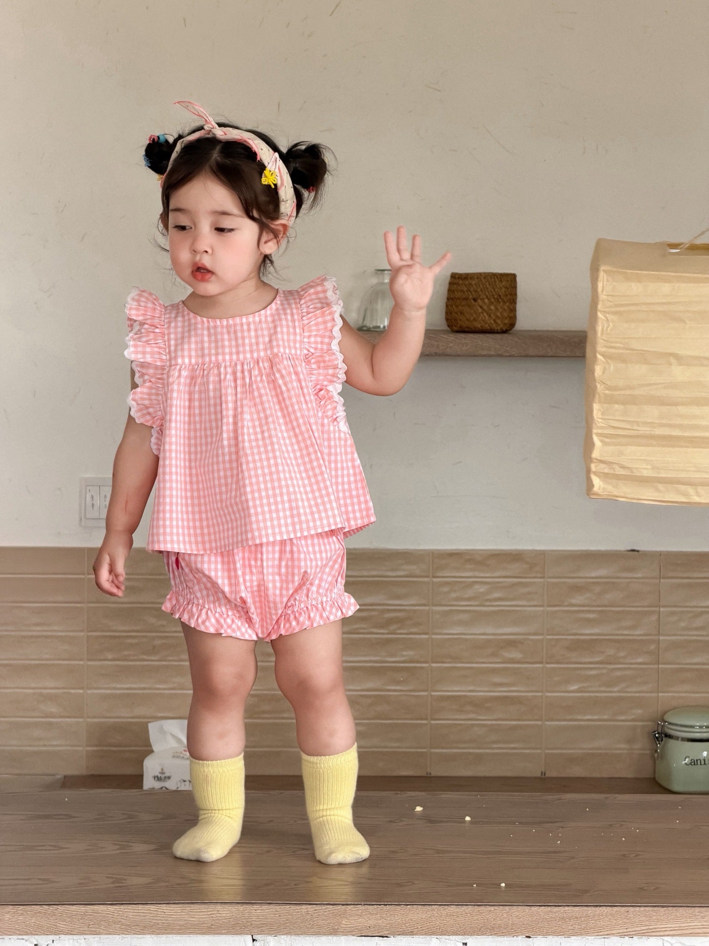 Children's Plaid Summer Thin Korean Style Clothing Children's Suit
