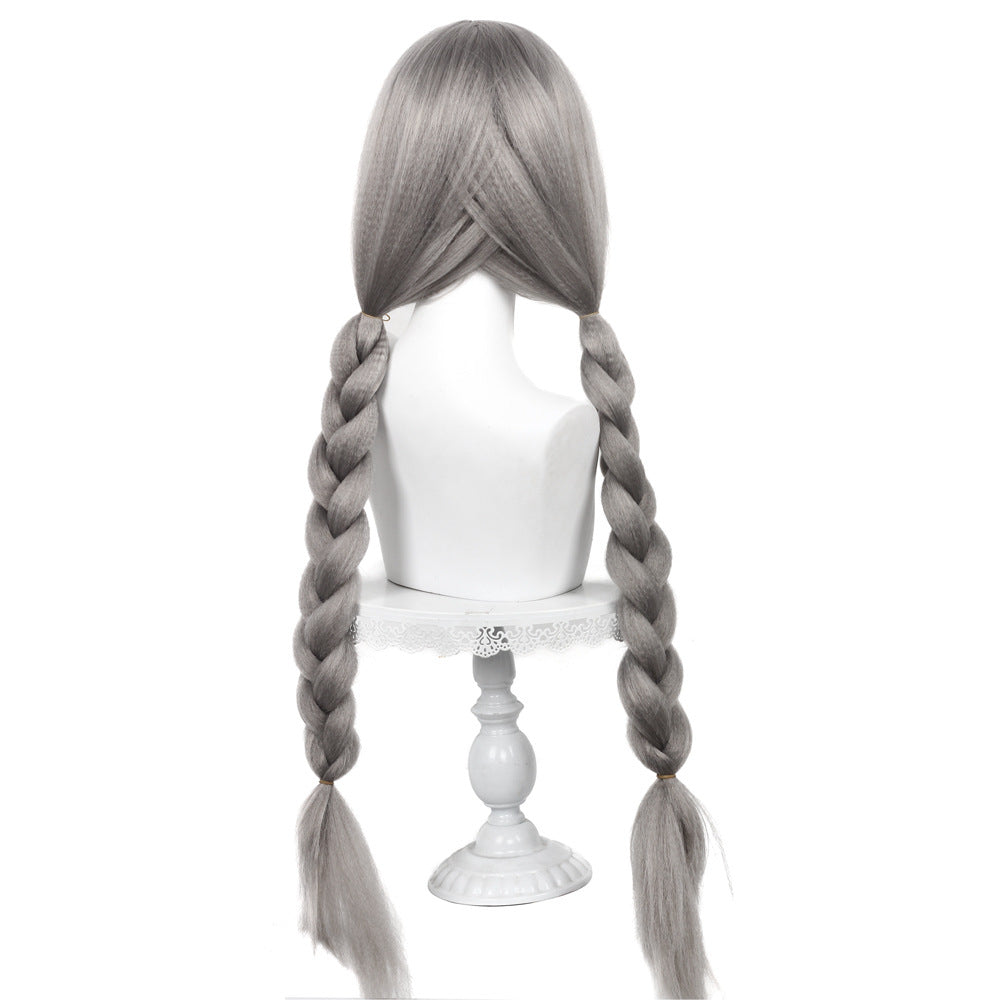 Xian Judy Mixed Sier Gray Double Twist Cos Wig