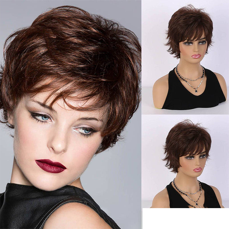 Female Head Cover Chemical Fiber Lady Wig Short Curly Hair