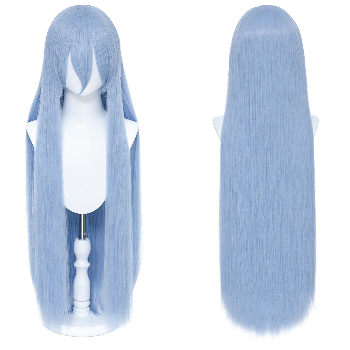 Long Straight Hair Hairpiece Blank Black White Cos Wig