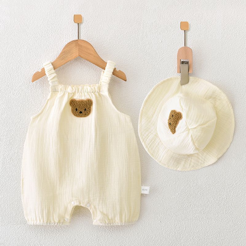Pure Cotton Yarn Cloth Summer Thin Romper Clothes Breathable Born Jumpsuit, Climbing Suit