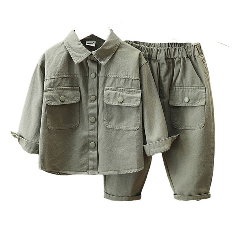Children's Handsome Solid Color Two-piece Toddler Clothes Children's Suit