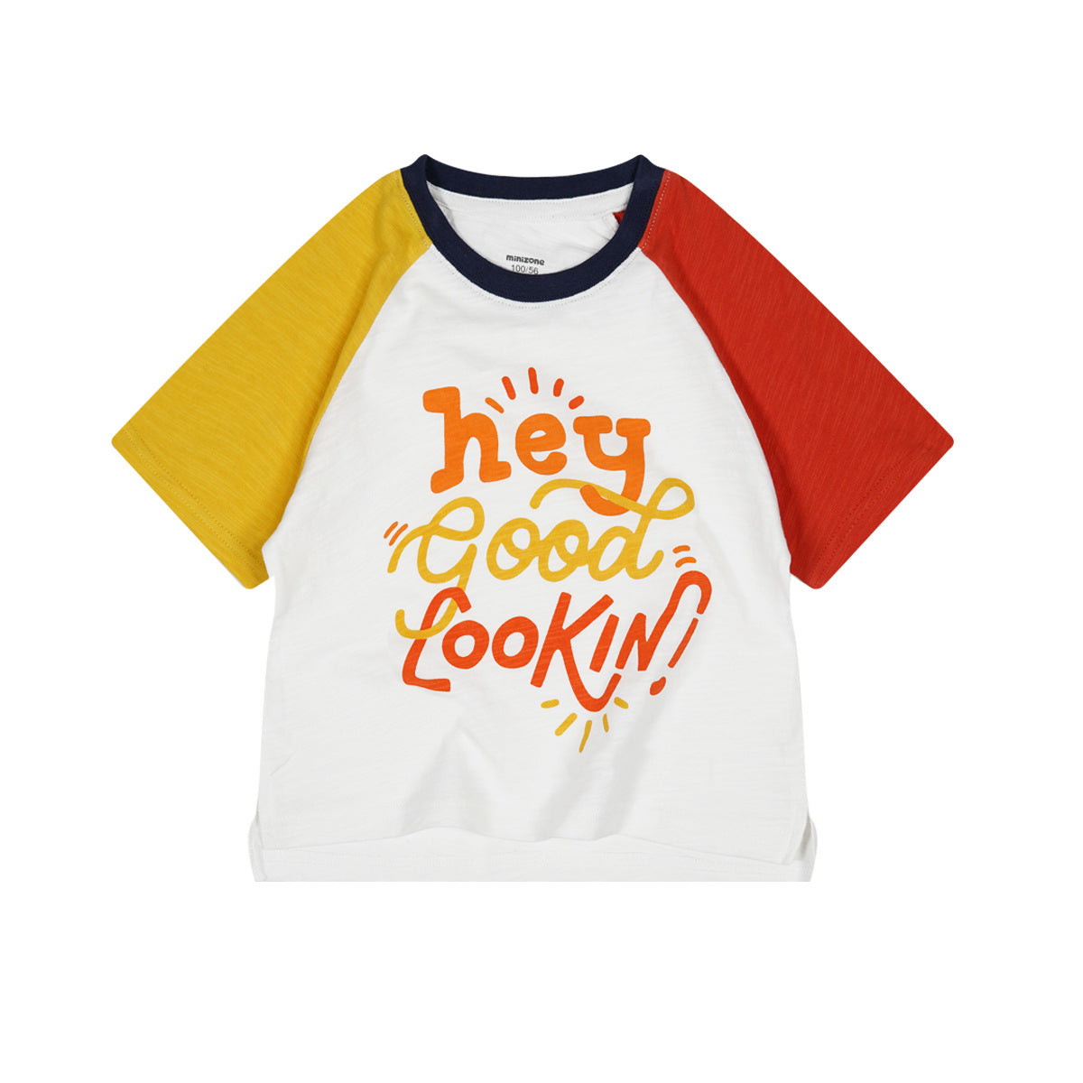 Children's Thin Cotton Slub Top Boys Contrast Color Raglan Sleeve Round Children's T-shirt