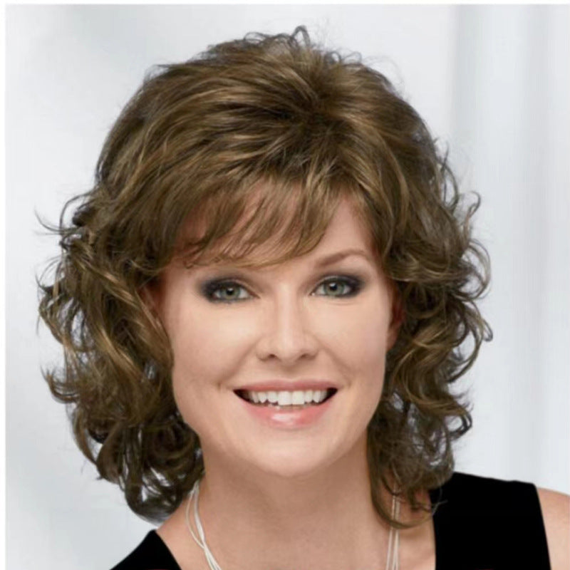 Women's Various Styles Light Golden Brown Curly Wig Short Straight Hair