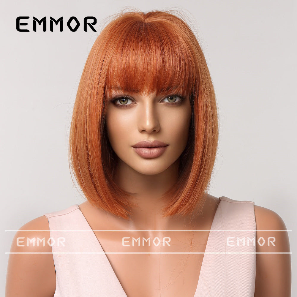 Versatile Women's Fashionable Bangs Orange For Wig Short Straight Hair