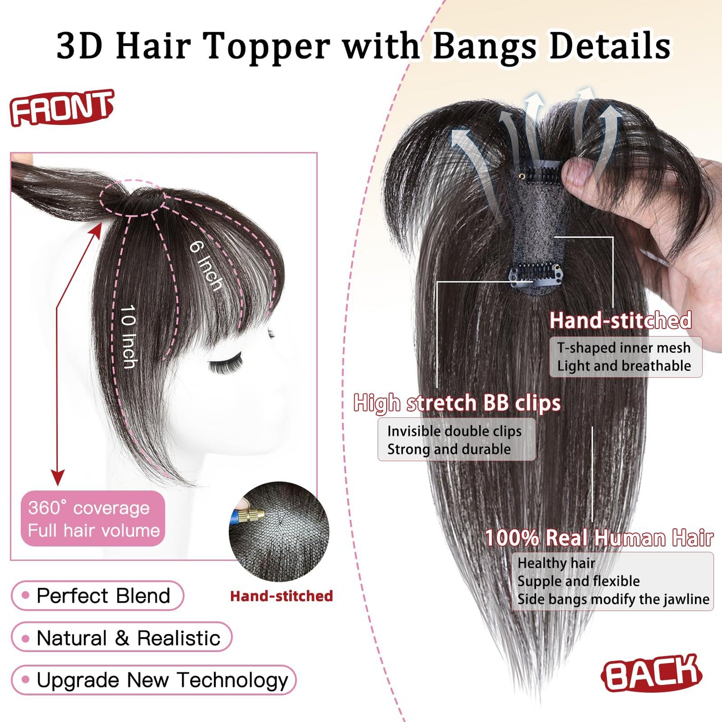 Piece Hand-woven Gaul Human French Seamless Covering Wig