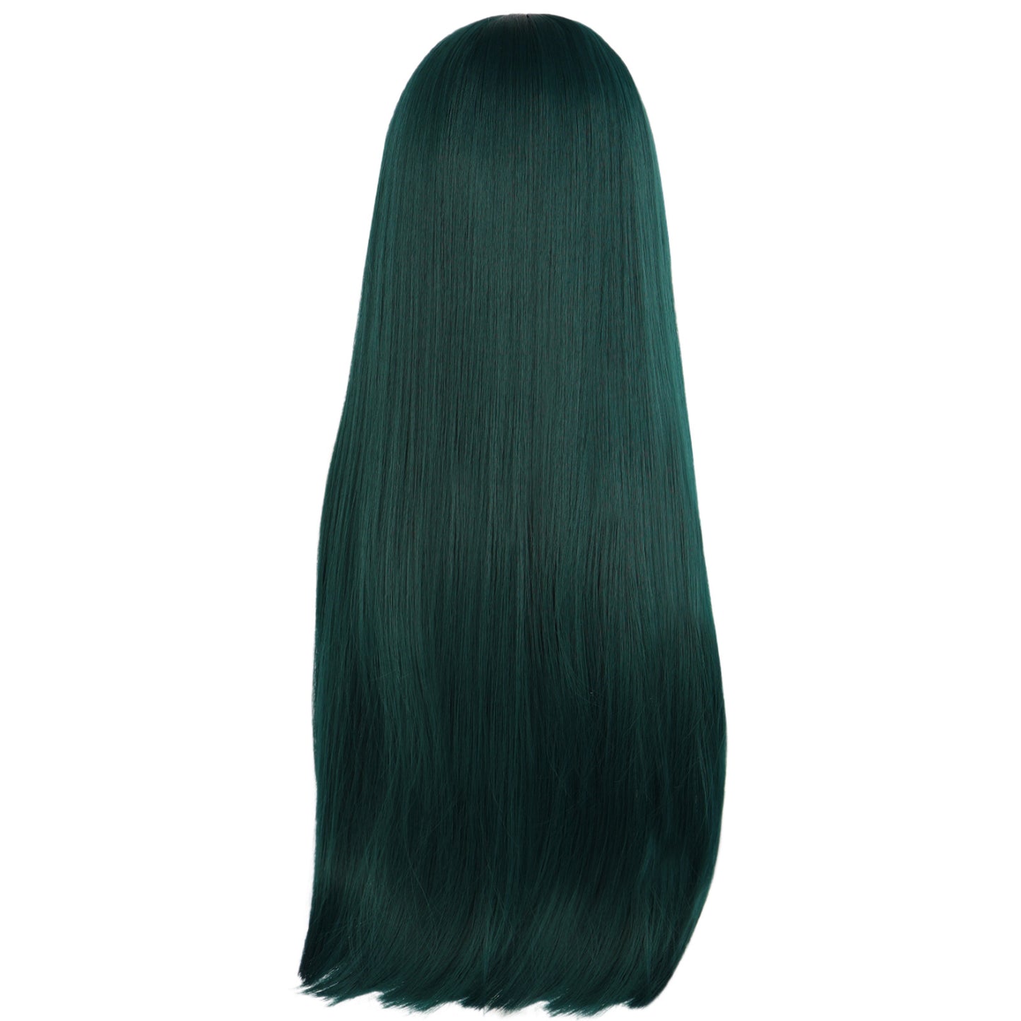 Whispering Second Cat Dark Green Simulation Scalp Long Straight Cos Wig