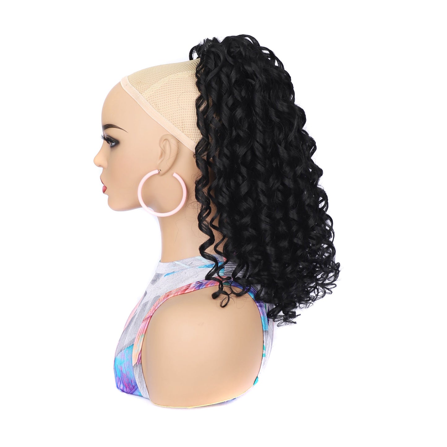 Mid-length Curly Hair Spring Roll Roman Retro Wig Ponytail