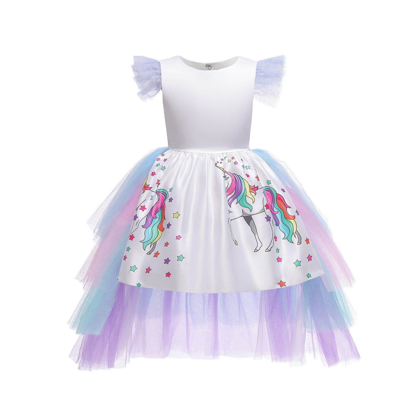 Children's Unicorn Theme Rainbow Gradient Mesh Trailing Princess Birthday Children's Dress