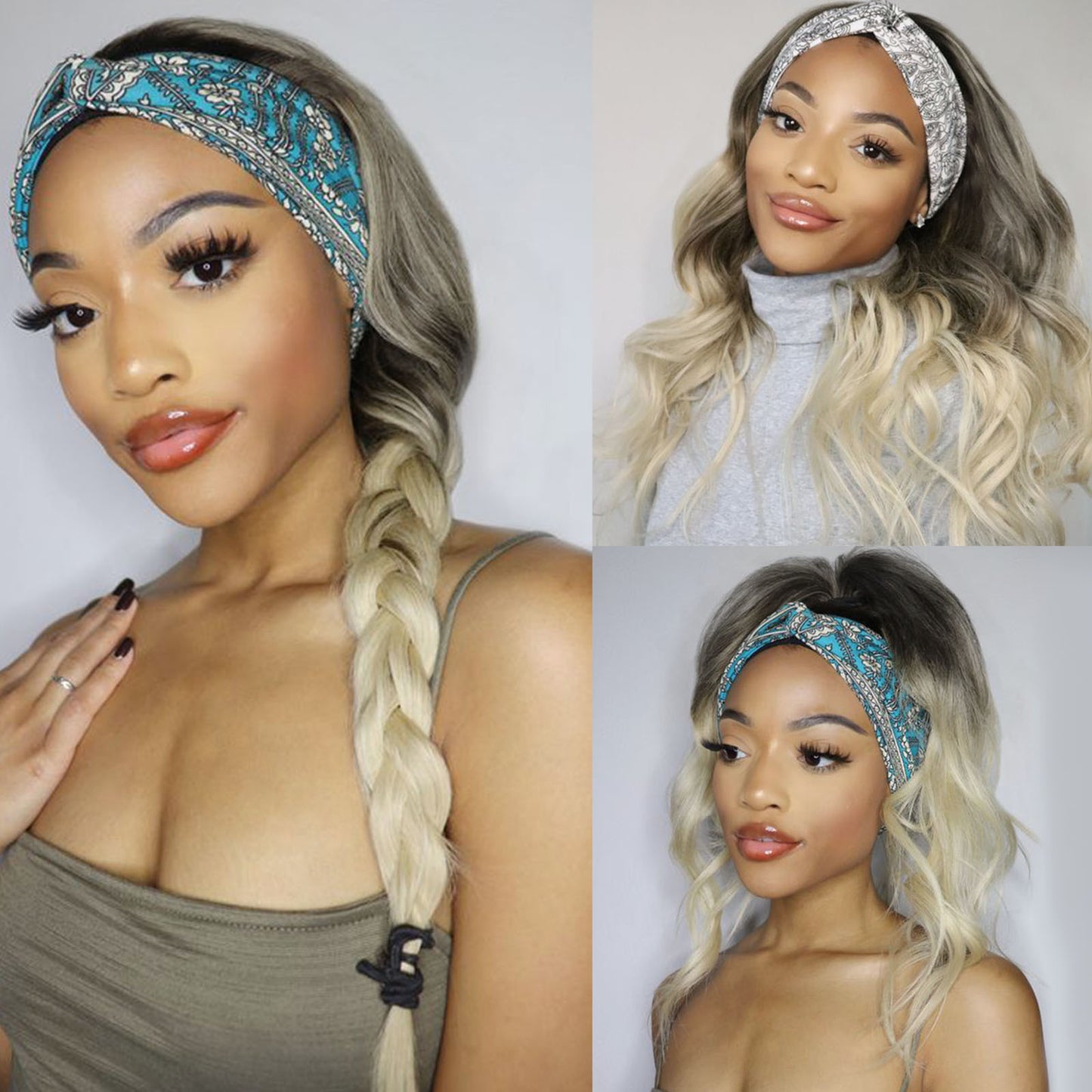 Women's Long Ice Ribbon Headgear Fiber Wig Short Curly Hair