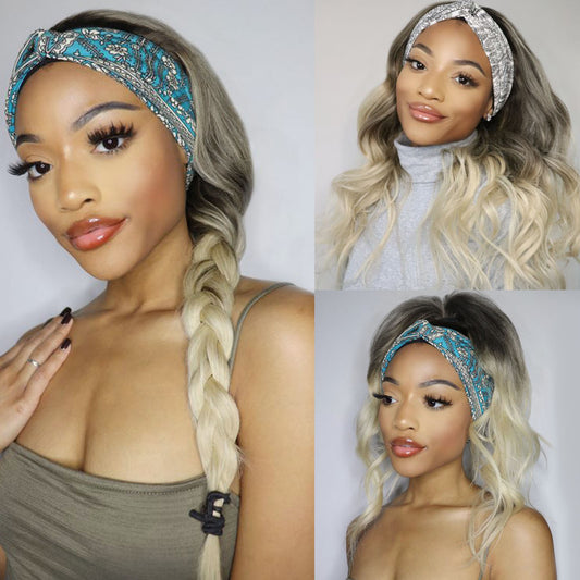 Women's Long Ice Ribbon Headgear Fiber Wig Short Curly Hair
