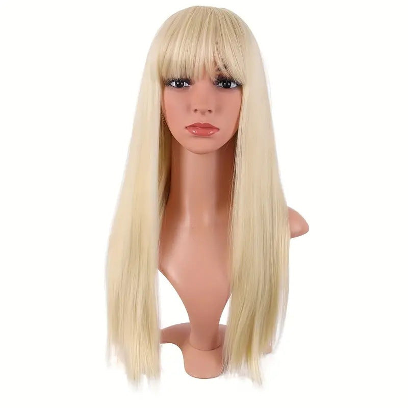 Women's Fashion Bangs Natural Fluffy Hair Chemical Fiber Long Straight Wig