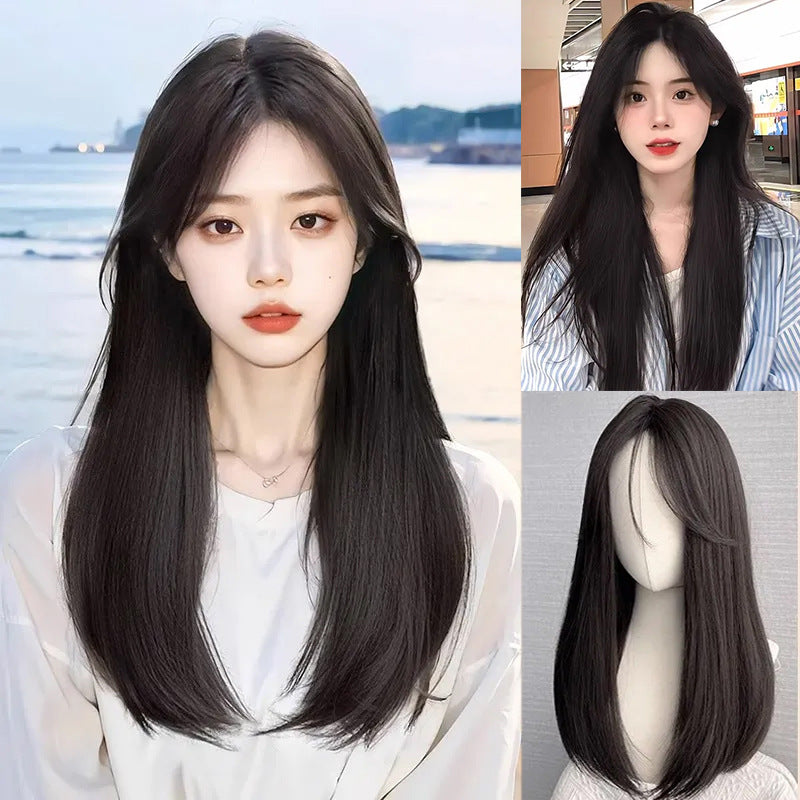 Women's Hair Natural Milk Tea Champagne Chemical Fiber Big Wave Curly Wig Long Curls