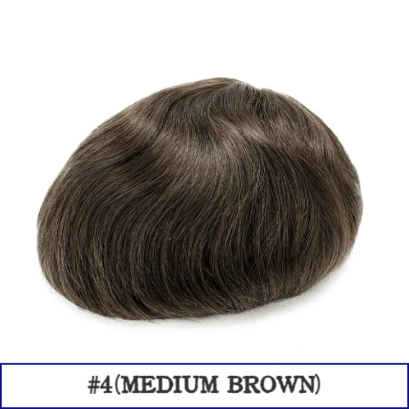 Men's Piece Full Biological Leather Realistic Natural Men's Wig