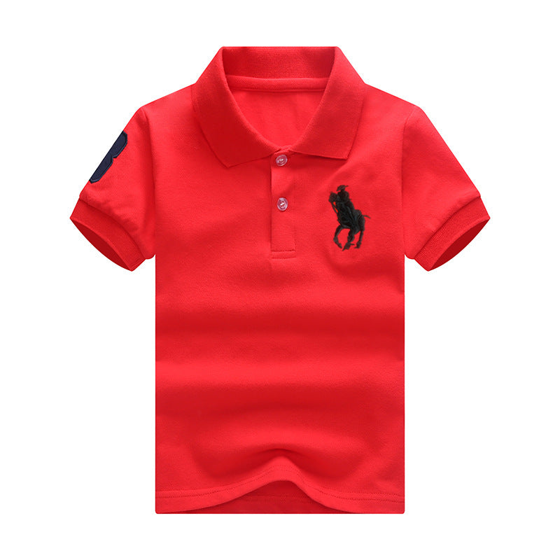 Children's Summer Solid Color Polo Collar Medium Size Shirt Trendy Children's T-shirt