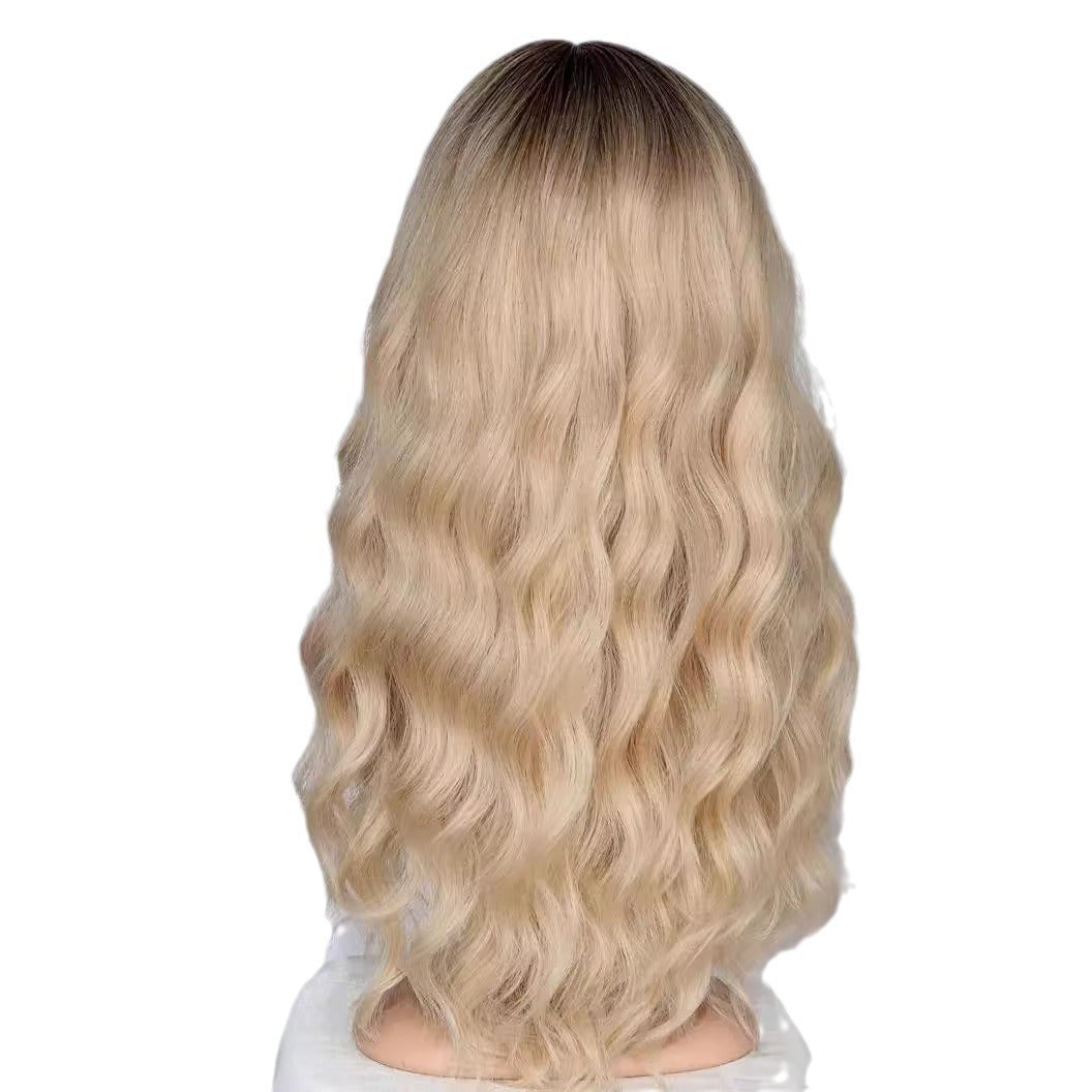Female Curly Hair Fiber Mechanism Golden Wig Long Curls