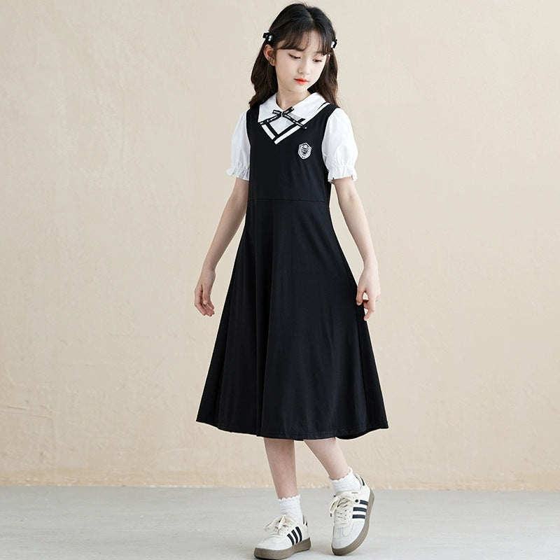 Fake Two-piece Summer For Fashionable Princess Middle Big Children's Dress
