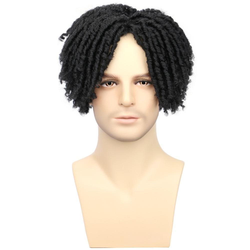 Fiber Small Roll Black African Dreadlocks Men's Wig