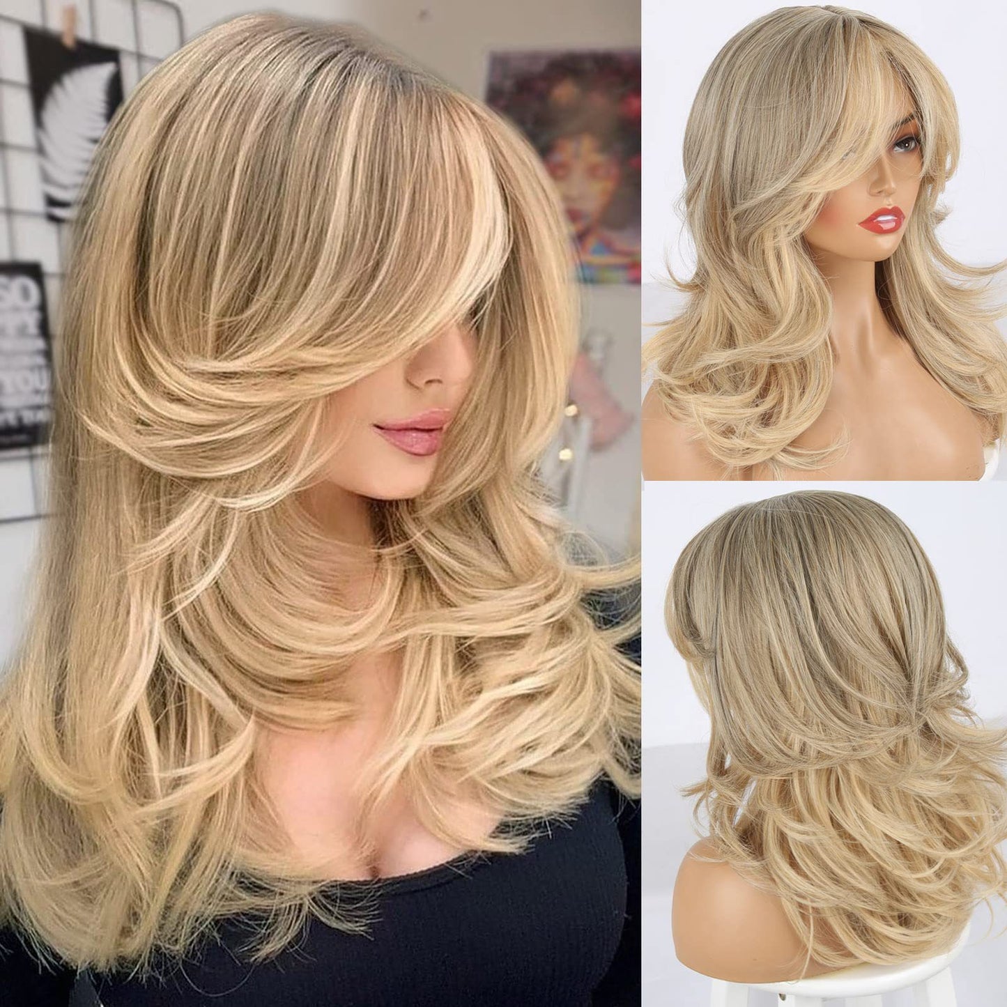 Women's Gray Mid-length Curly Hair Fashion Synthetic Wigs Wig Long Curls