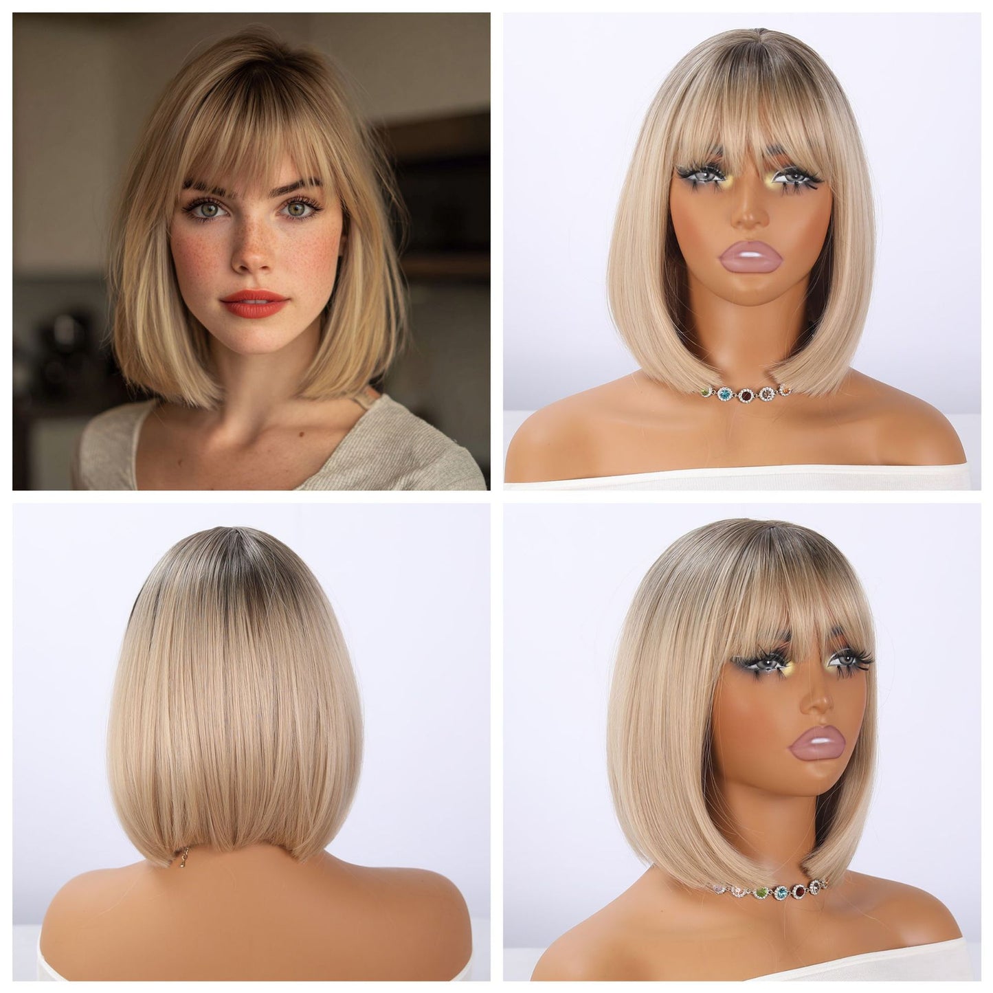 Innovative Women's Fiber Fashion Inner Buckle Wig Short Straight Hair