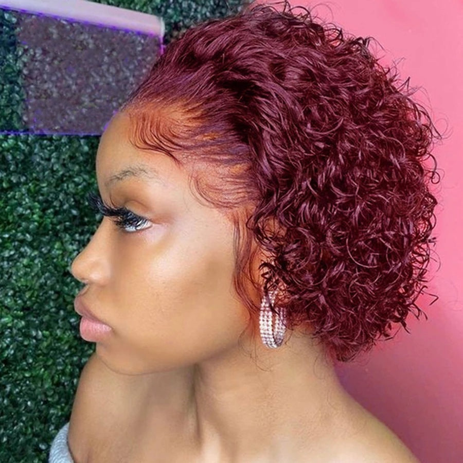 Head Cover Mid-length Black Small Female Wig Short Curly Hair