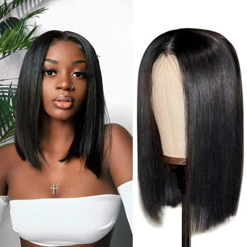 Comfortable Attractive Trendy Front Lace Headgear Wig Short Straight Hair