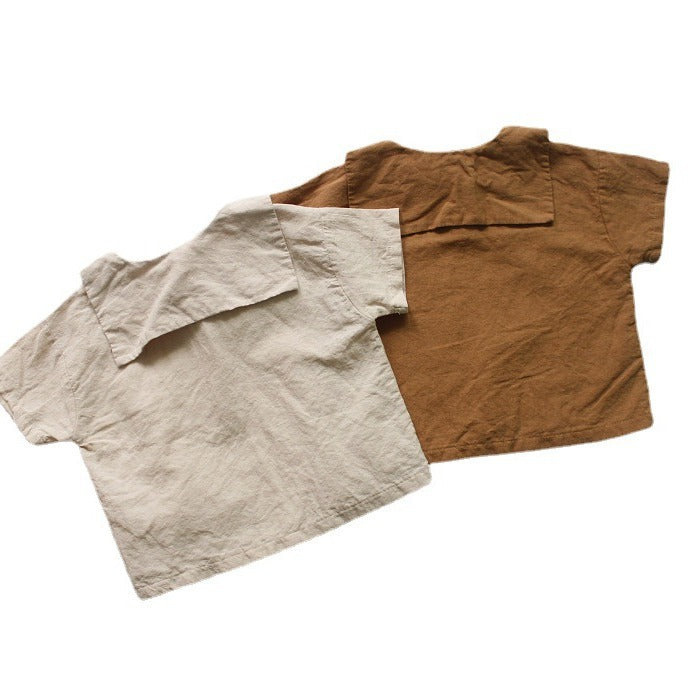 Shirt Korean Style Solid Color Polo Collar Fresh Children's T-shirt