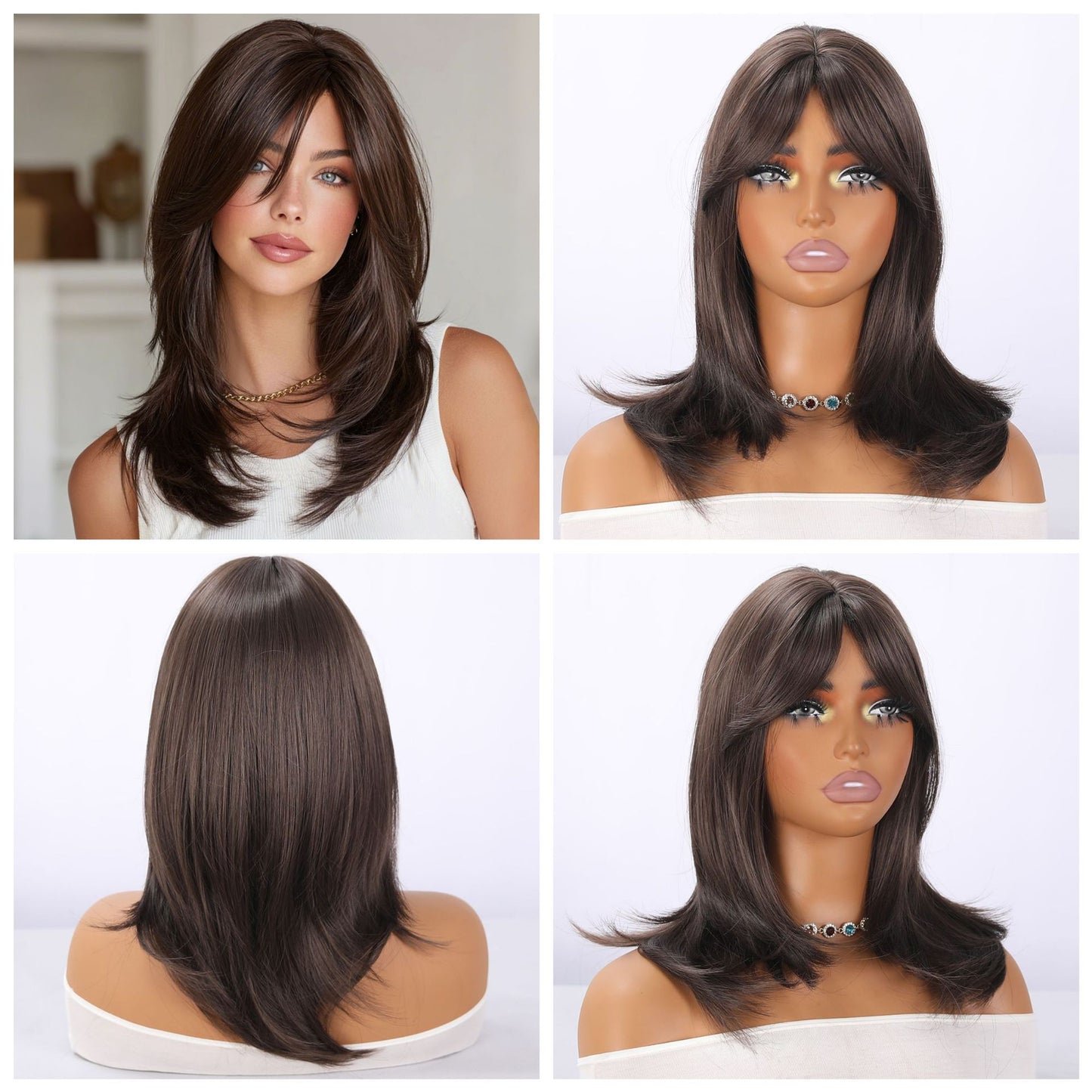 Bangs Gradient Hair High Quality Natural Long Straight Wig