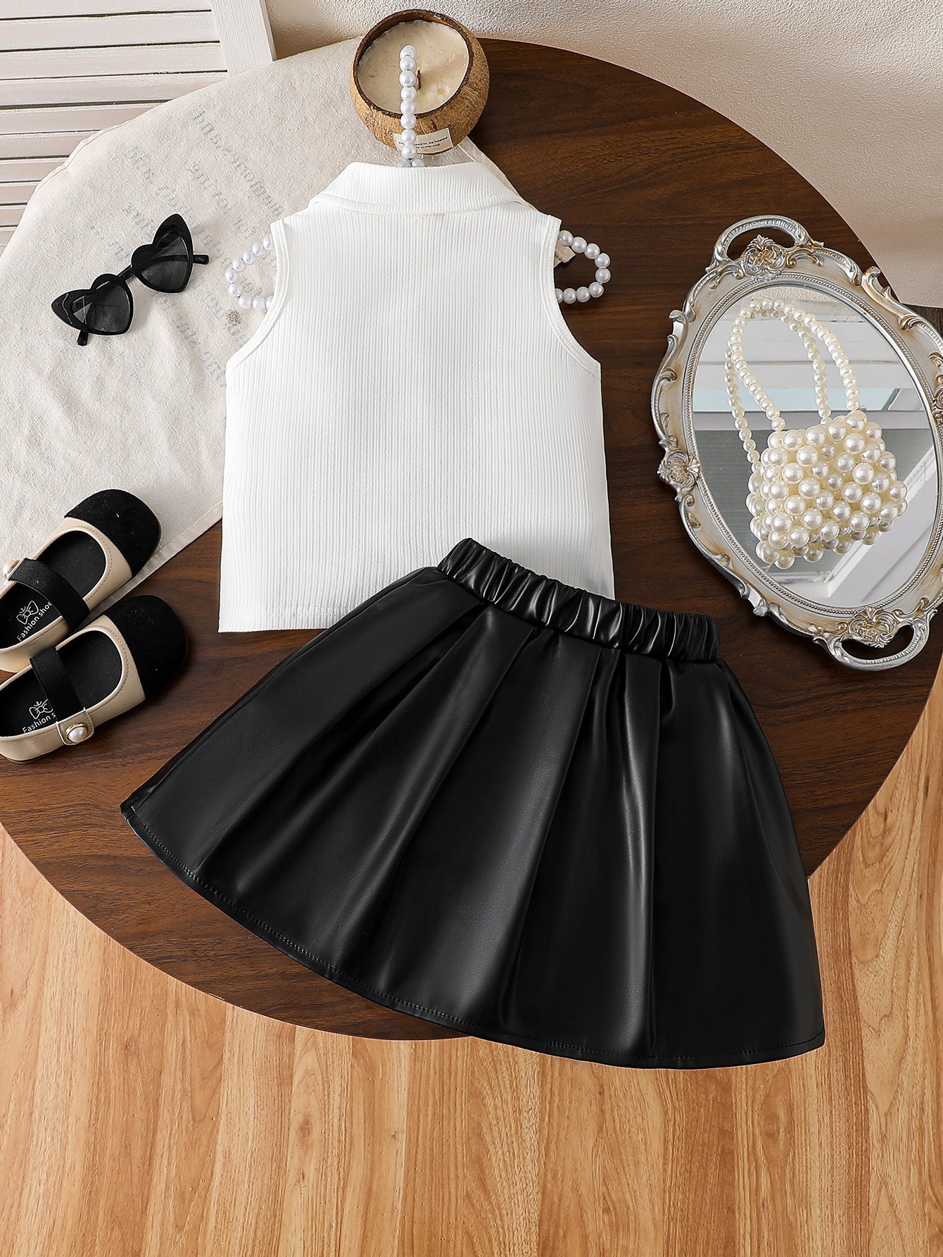 Fashion Flower Solid Color Top Umbrella Swing Bow Children's Suit