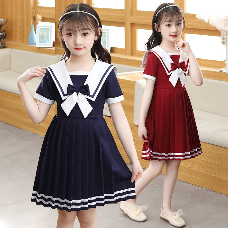 Children's Short-sleeved Summer Fashionable Princess Lolita Navy Style Little Children's Dress