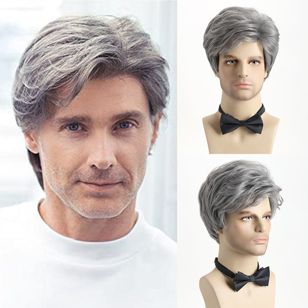 Men's Sheath Small Curly Short Hair Synthetic Men's Wig