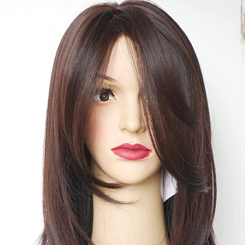 Women's Fashion Synthetic Wigs Brown Straight Hair Wig Long Curls