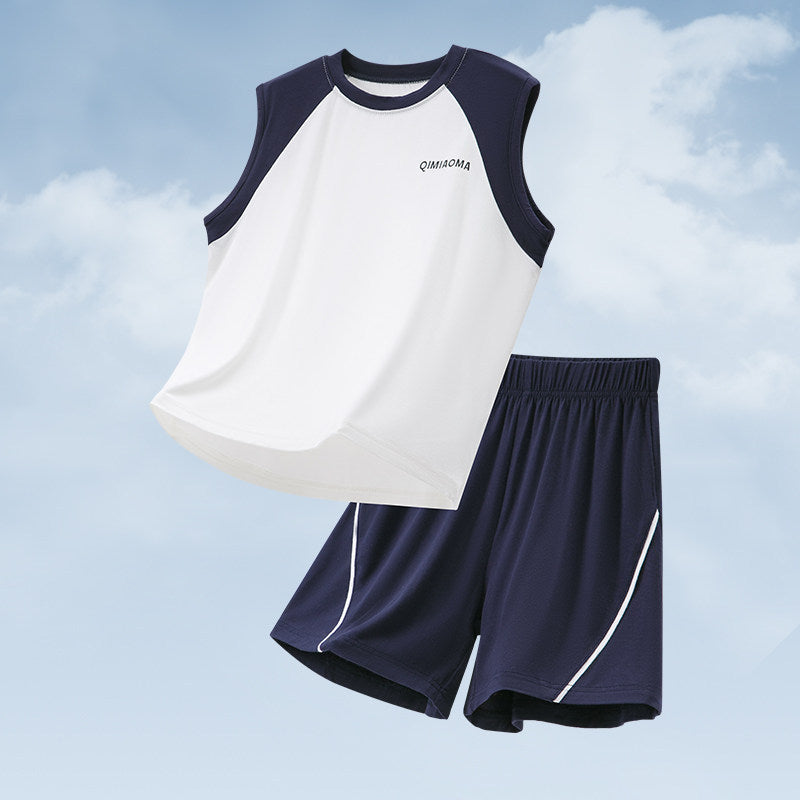 Men's & Children's Summer Thin Modal Sports Short-sleeved Shorts Children's Suit