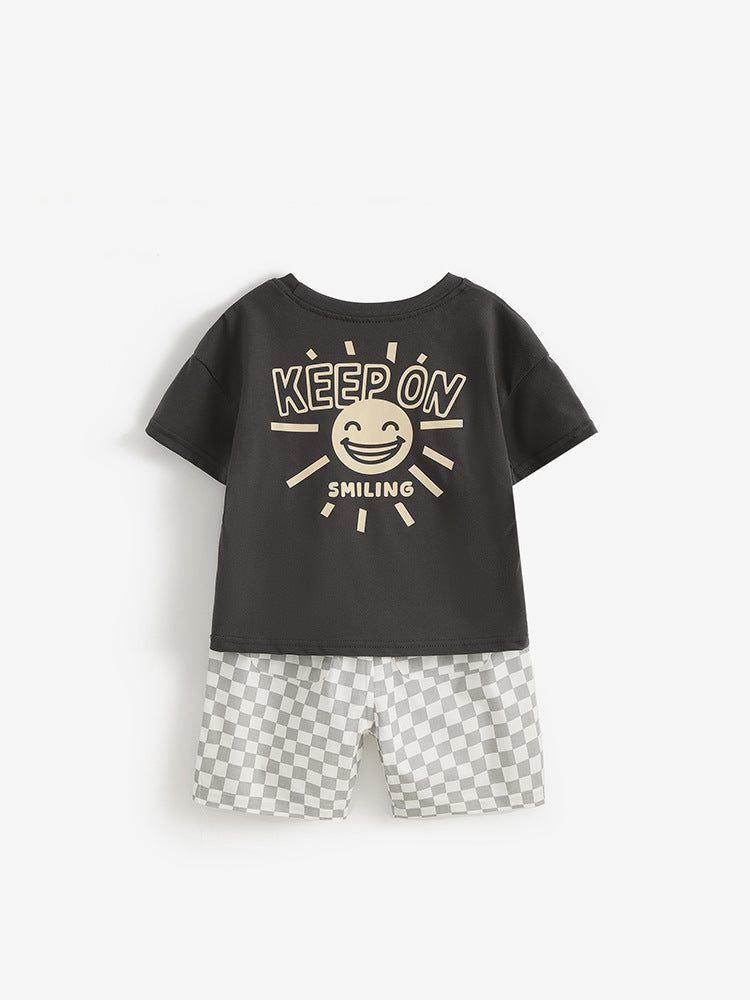 Round Neck Short Sleeve Handsome T-shirt Children's Suit