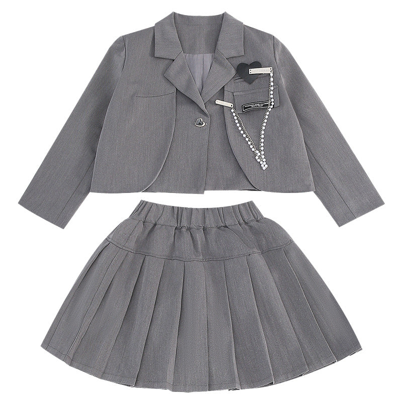 Children's Style Preppy Autumn Clothes Uniform Skirt Primary Children's Suit