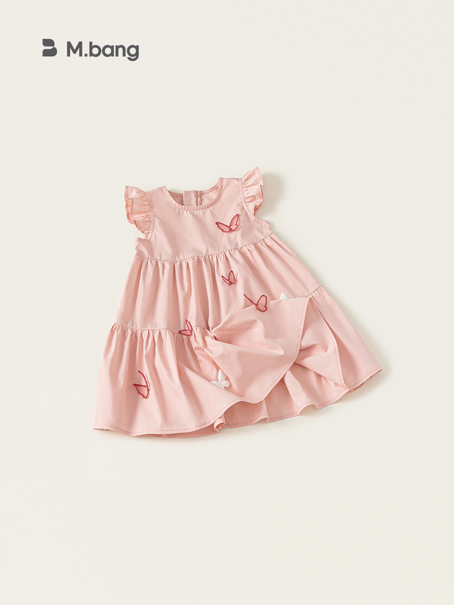 Children's Clothing Flying Sleeve Pink Butterfly Little Princess Skirt Children's Dress